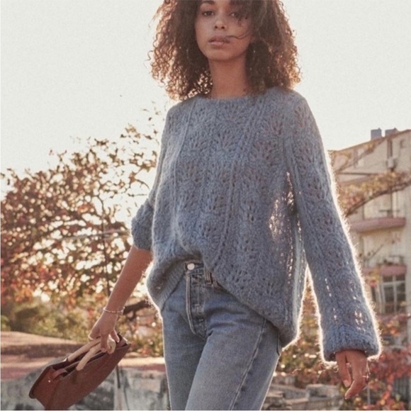Sezane Sweaters - Isaac Jumper Blue Medium Mohair Merino